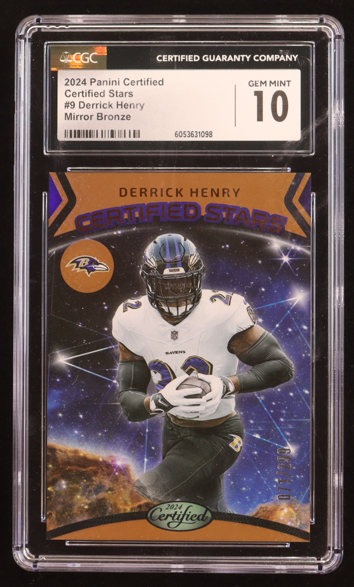 Derrick Henry 2024 Panini Certified Mirror Bronze Certified Stars #9 #071/299 (CGC 10) at PristineAuction.com Derrick Henry 2024 Panini Certified Mirror Bronze Certified Stars #9 #071/299 (CGC 10) at PristineAuction.com