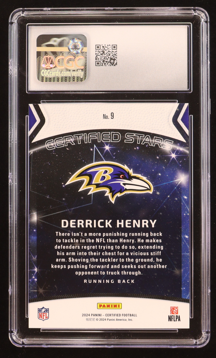 Derrick Henry 2024 Panini Certified Mirror Bronze Certified Stars #9 #071/299 (CGC 10) at PristineAuction.com Derrick Henry 2024 Panini Certified Mirror Bronze Certified Stars #9 #071/299 (CGC 10) at PristineAuction.com