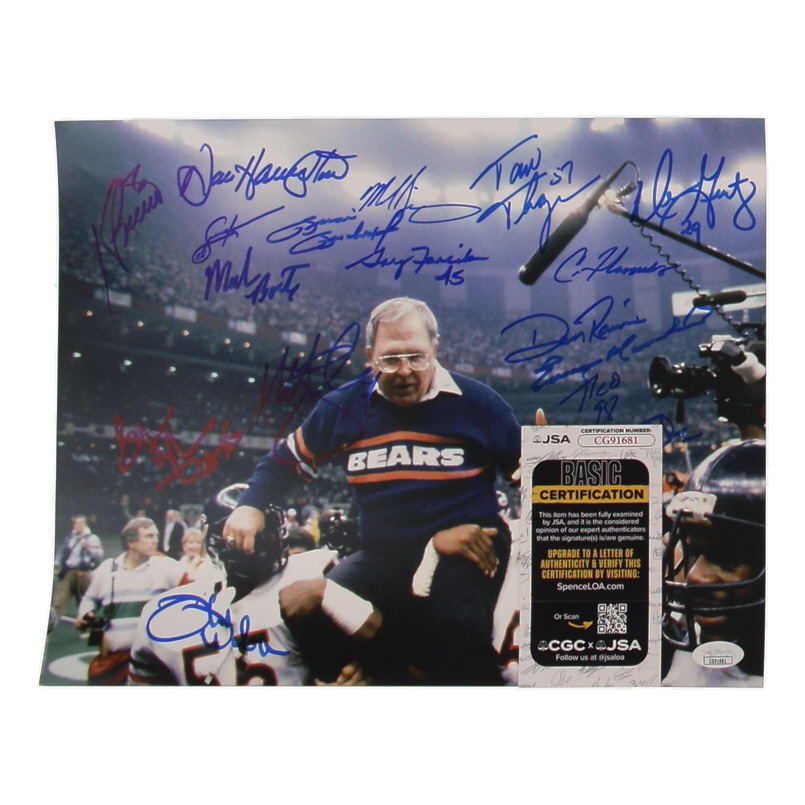 1985 Chicago Bears Super Bowl Champs 11x14 Photo Team-Signed by (17) with Dan Hampton, Mike Singletary, Tom Thayer, & Otis Wilson (JSA) at PristineAuction.com 1985 Chicago Bears Super Bowl Champs 11x14 Photo Team-Signed by (17) with Dan Hampton, Mike Singletary, Tom Thayer, & Otis Wilson (JSA) at PristineAuction.com