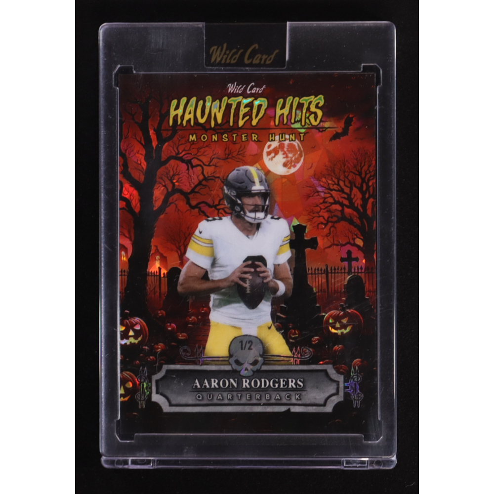 Aaron Rodgers 2025 Wild Card Haunted Hits Monster Hunt #HHC-AR #1/2 at PristineAuction.com