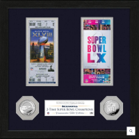 Seahawks "Super Bowl Ticket Collection" Custom Framed Display with (2) Silver Coins at PristineAuction.com