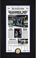 Seahawks LE Super Bowl Front Page Custom Framed Photo with Bronze Coin at PristineAuction.com