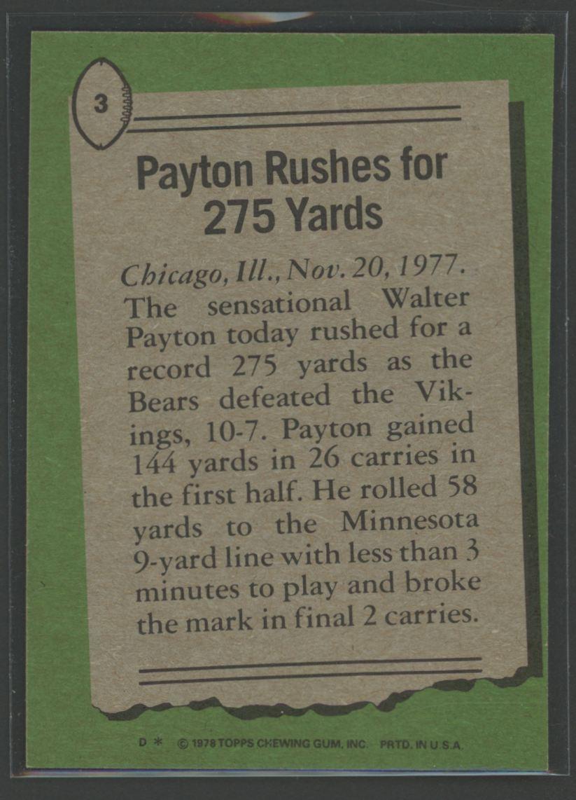 Walter Payton 1978 Topps #3 at PristineAuction.com Walter Payton 1978 Topps #3 at PristineAuction.com
