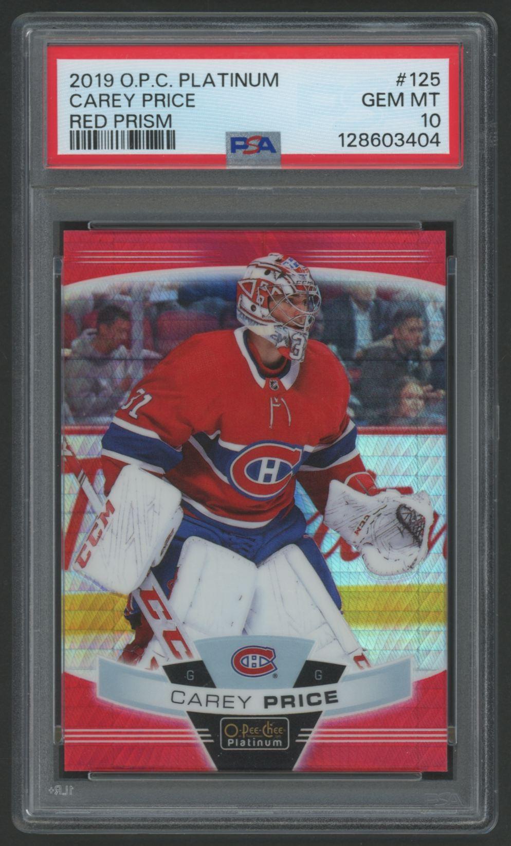 Carey Price 2019 O-Pee-Chee Platinum Red Prism #125 #152/199 (PSA 10) at PristineAuction.com Carey Price 2019 O-Pee-Chee Platinum Red Prism #125 #152/199 (PSA 10) at PristineAuction.com