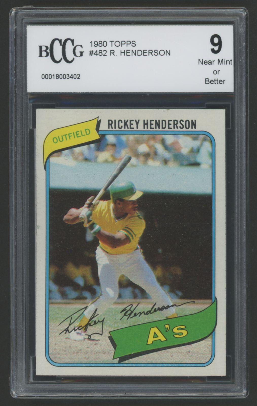 Rickey Henderson 1980 Topps #482 RC (BCCG 9) at PristineAuction.com Rickey Henderson 1980 Topps #482 RC (BCCG 9) at PristineAuction.com
