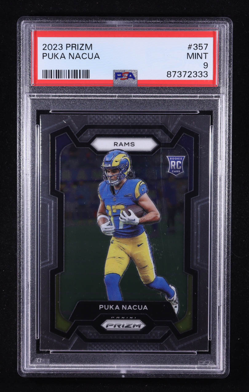 Puka Nacua 2023 Panini Prizm #357 RC (PSA 9) at PristineAuction.com Puka Nacua 2023 Panini Prizm #357 RC (PSA 9) at PristineAuction.com