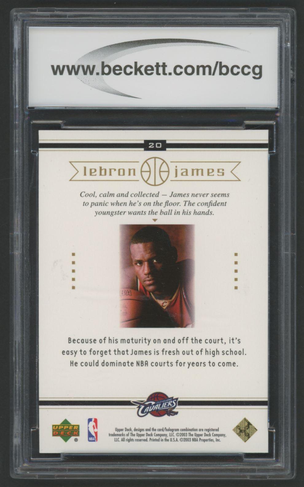 LeBron James 2003 Upper Deck LeBron James Box Set #20 RC (BCCG 10) at PristineAuction.com LeBron James 2003 Upper Deck LeBron James Box Set #20 RC (BCCG 10) at PristineAuction.com