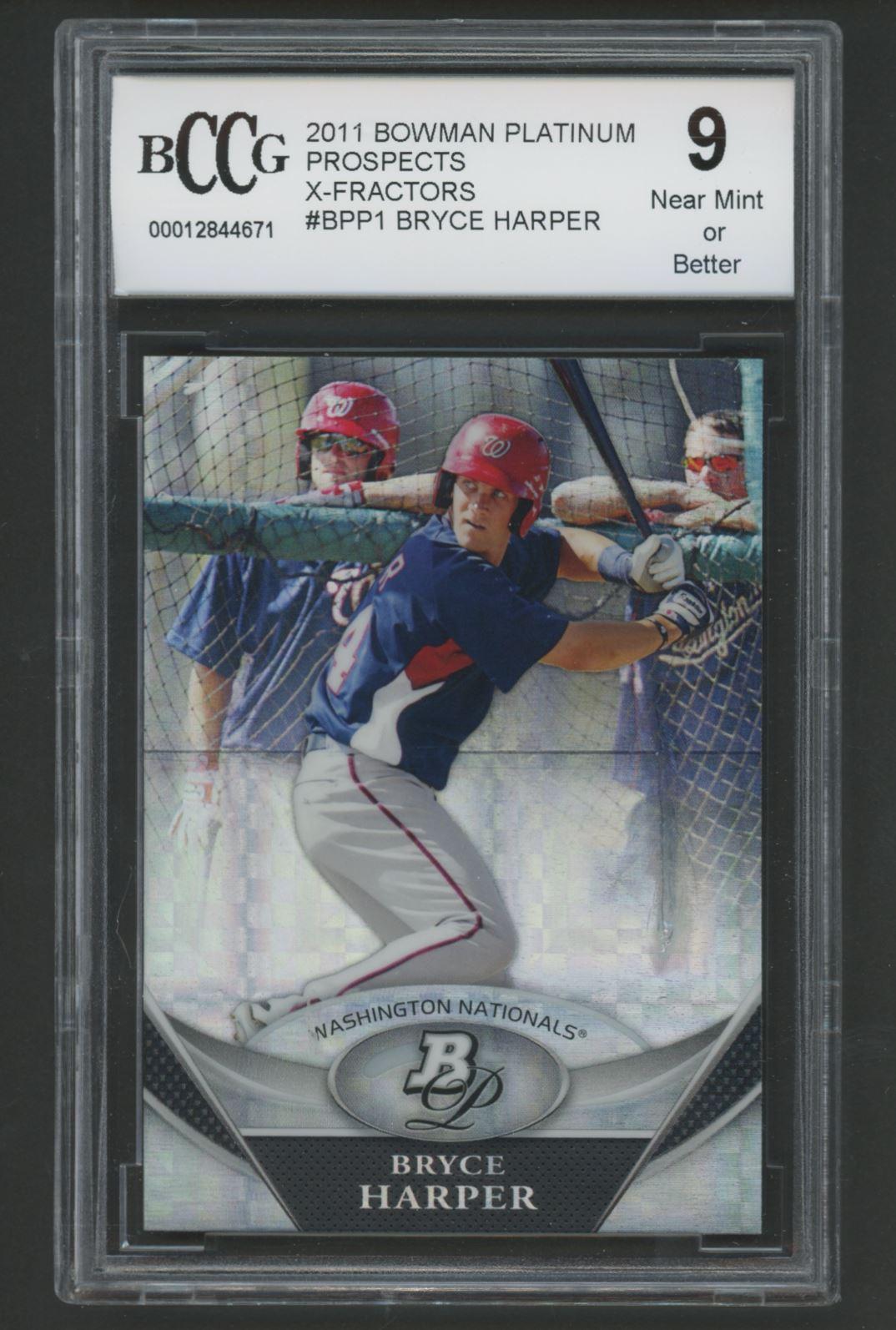 Bryce Harper 2011 Bowman Platinum X-Fractors #BPP1 RC (BCCG 9) at PristineAuction.com Bryce Harper 2011 Bowman Platinum X-Fractors #BPP1 RC (BCCG 9) at PristineAuction.com