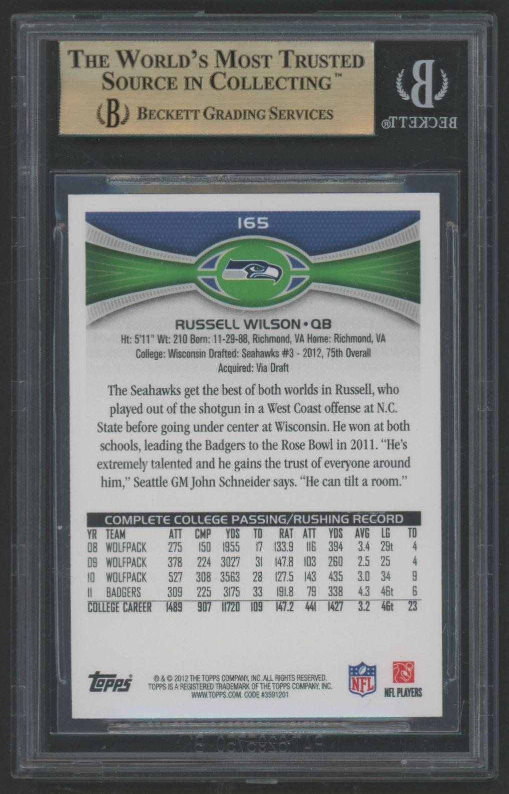 Russell Wilson 2012 Topps #165A (BGS 9.5) at PristineAuction.com Russell Wilson 2012 Topps #165A (BGS 9.5) at PristineAuction.com