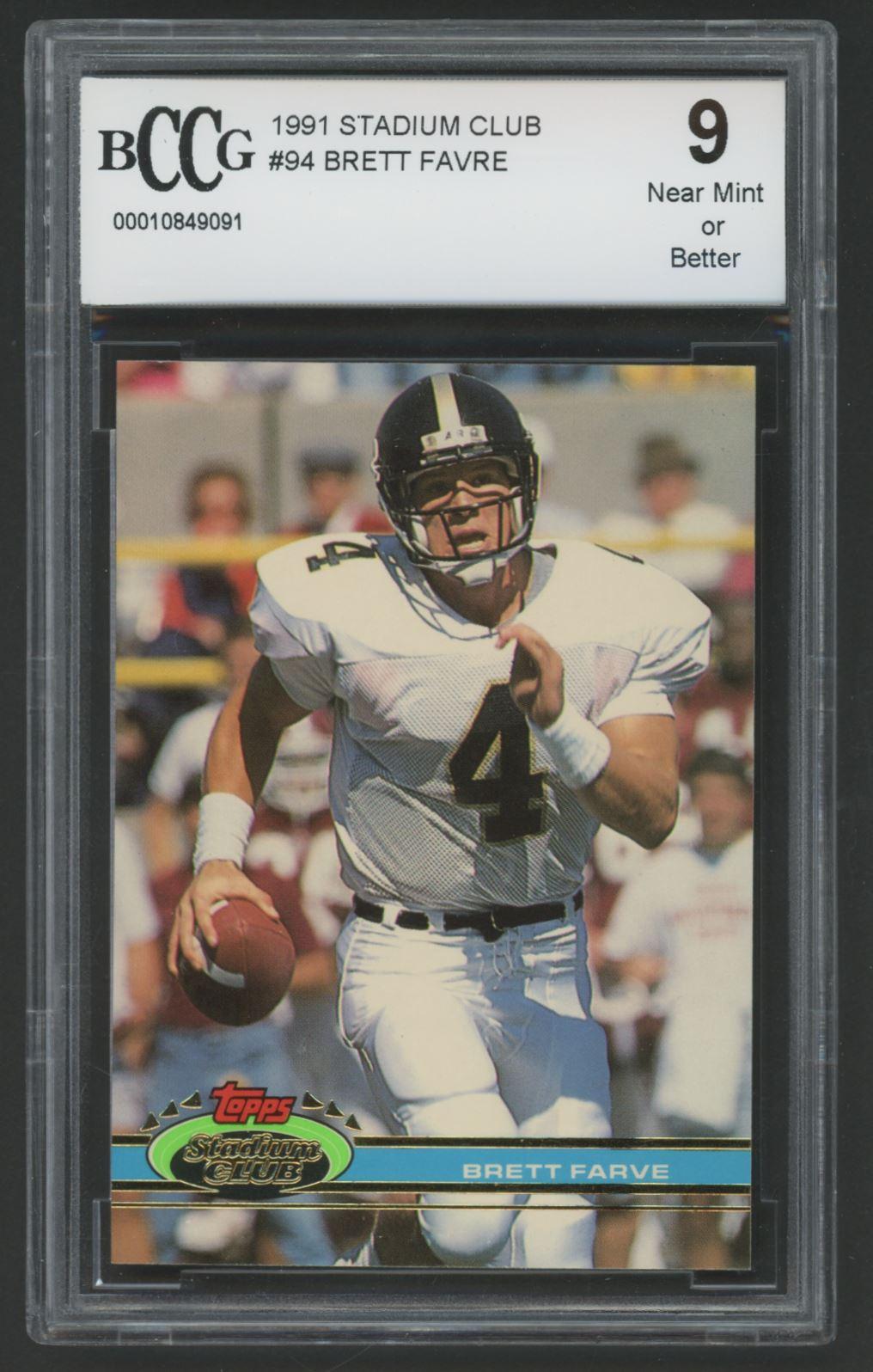 Brett Favre 1991 Stadium Club #94 RC (BCCG 9) at PristineAuction.com Brett Favre 1991 Stadium Club #94 RC (BCCG 9) at PristineAuction.com