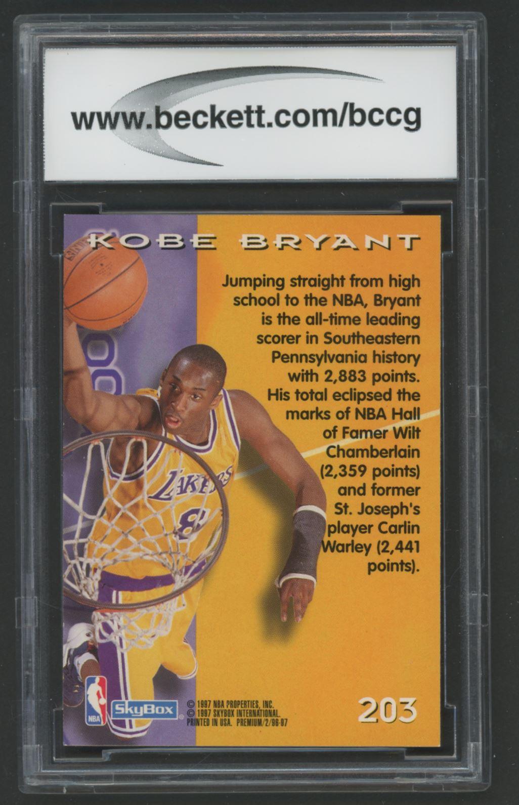 Kobe Bryant 1996-97 SkyBox Premium #203 ROO (BCCG 9) at PristineAuction.com Kobe Bryant 1996-97 SkyBox Premium #203 ROO (BCCG 9) at PristineAuction.com
