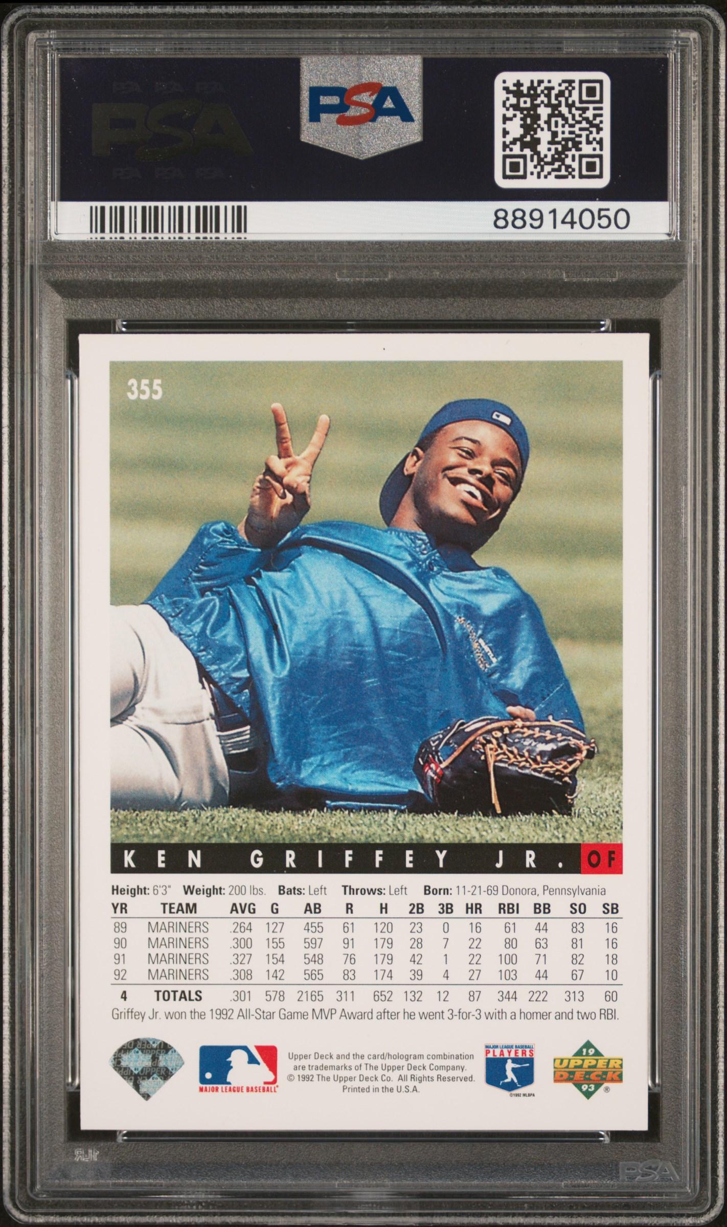Ken Griffey Jr. 1993 Upper Deck #355 (PSA 10) at PristineAuction.com Ken Griffey Jr. 1993 Upper Deck #355 (PSA 10) at PristineAuction.com