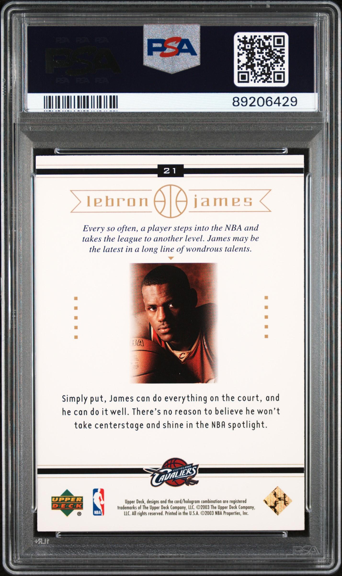 Lebron James 2003 Upper Deck Lebron James Box Set #21 RC (PSA 9) at PristineAuction.com Lebron James 2003 Upper Deck Lebron James Box Set #21 RC (PSA 9) at PristineAuction.com