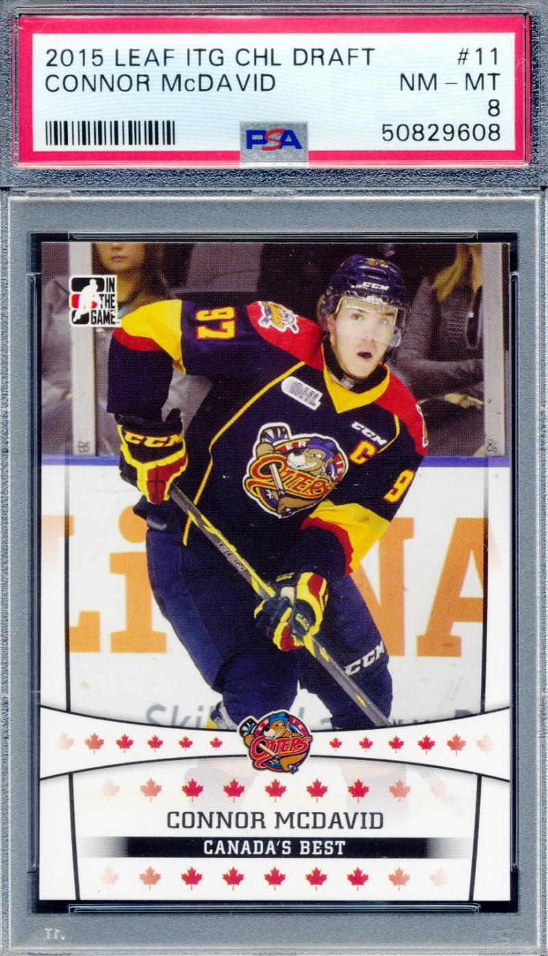 Connor McDavid 2015-16 Leaf In the Game CHL Draft #11 RC (PSA 8) at PristineAuction.com Connor McDavid 2015-16 Leaf In the Game CHL Draft #11 RC (PSA 8) at PristineAuction.com