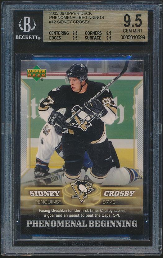 Sidney Crosby 2005-06 Upper Deck Phenomenal Beginnings #12 RC (BGS 9.5) at PristineAuction.com Sidney Crosby 2005-06 Upper Deck Phenomenal Beginnings #12 RC (BGS 9.5) at PristineAuction.com