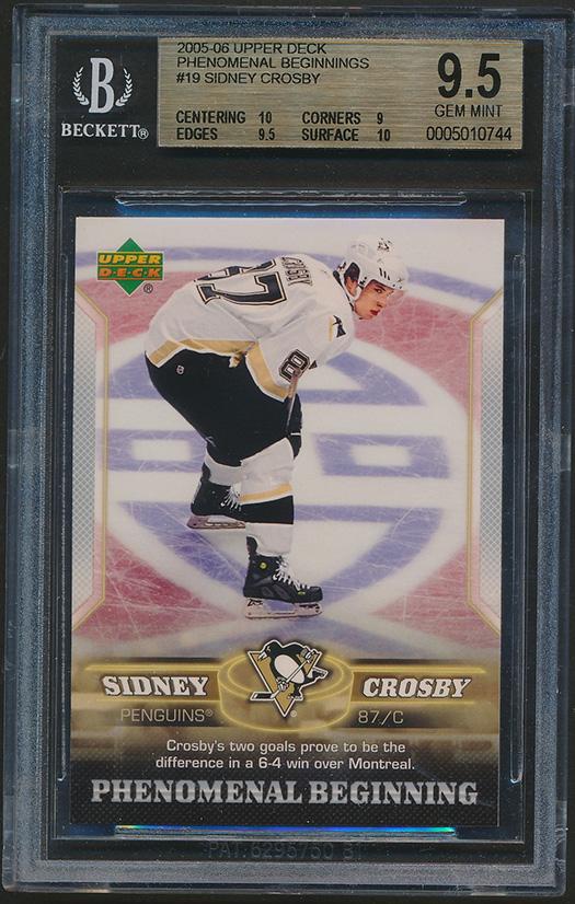 Sidney Crosby 2005-06 Upper Deck Phenomenal Beginnings #19 RC (BGS 9.5) at PristineAuction.com Sidney Crosby 2005-06 Upper Deck Phenomenal Beginnings #19 RC (BGS 9.5) at PristineAuction.com