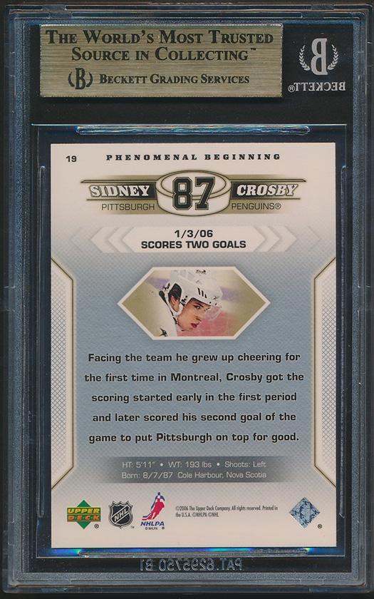 Sidney Crosby 2005-06 Upper Deck Phenomenal Beginnings #19 RC (BGS 9.5) at PristineAuction.com Sidney Crosby 2005-06 Upper Deck Phenomenal Beginnings #19 RC (BGS 9.5) at PristineAuction.com