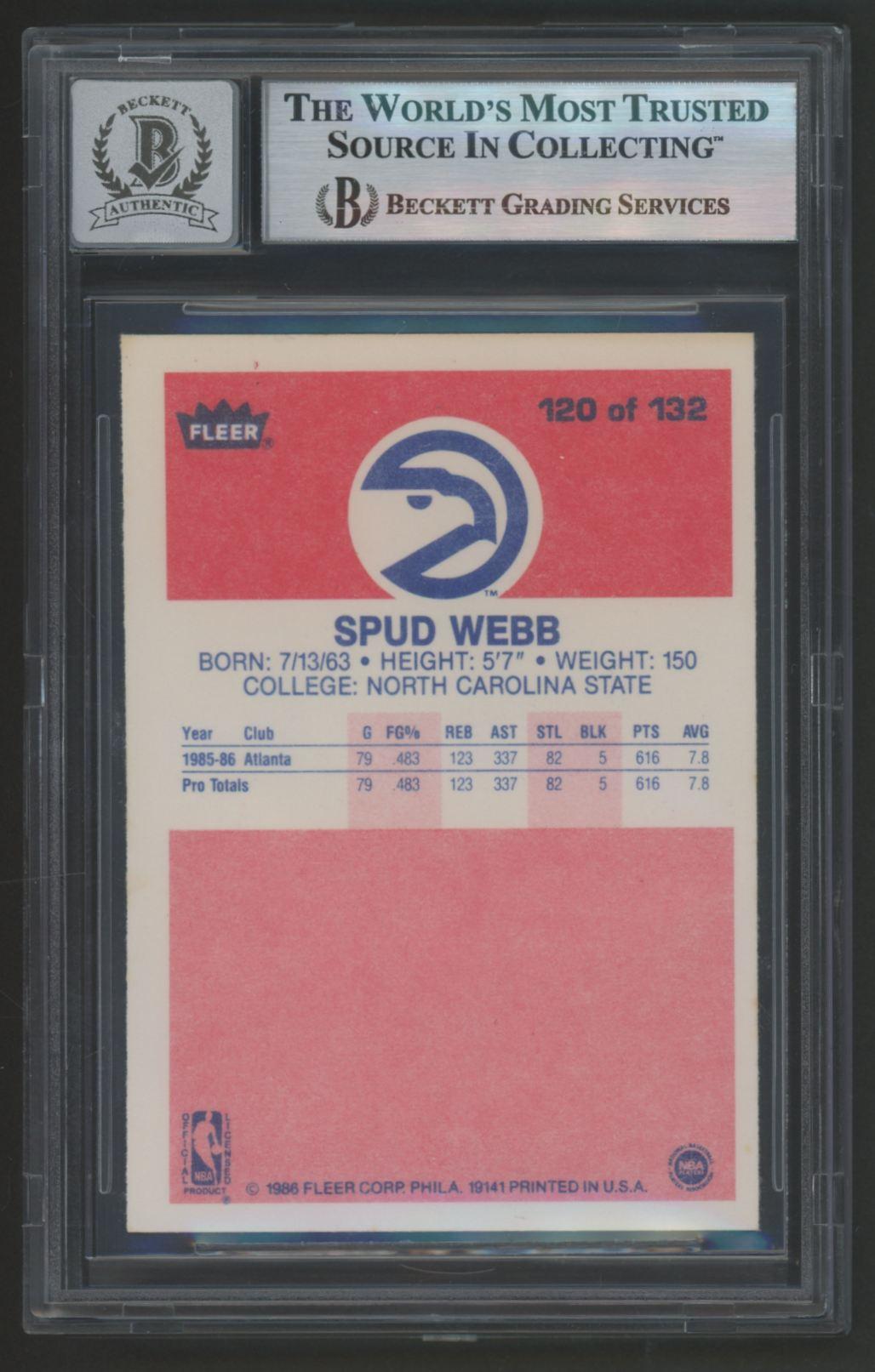 Spud Webb Signed 1986-87 Fleer #120 RC (BGS | Autograph Grade 10) at PristineAuction.com Spud Webb Signed 1986-87 Fleer #120 RC (BGS | Autograph Grade 10) at PristineAuction.com