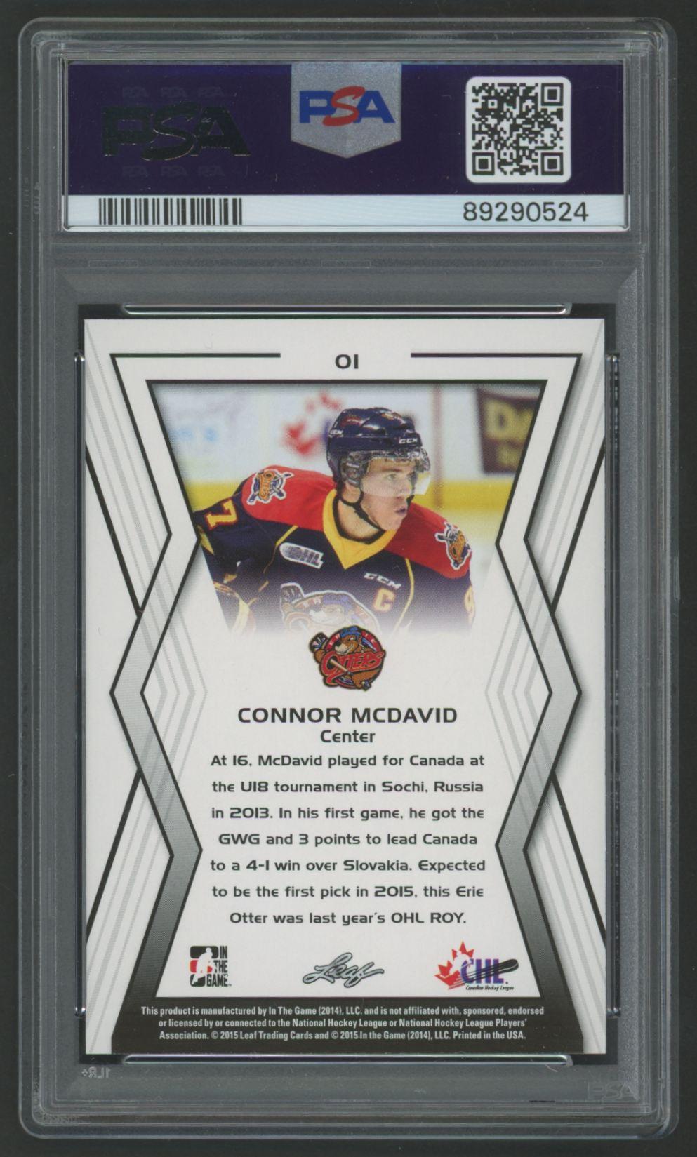 Connor McDavid 2015-16 Leaf In the Game CHL Draft #1 RC (PSA 10) at PristineAuction.com Connor McDavid 2015-16 Leaf In the Game CHL Draft #1 RC (PSA 10) at PristineAuction.com