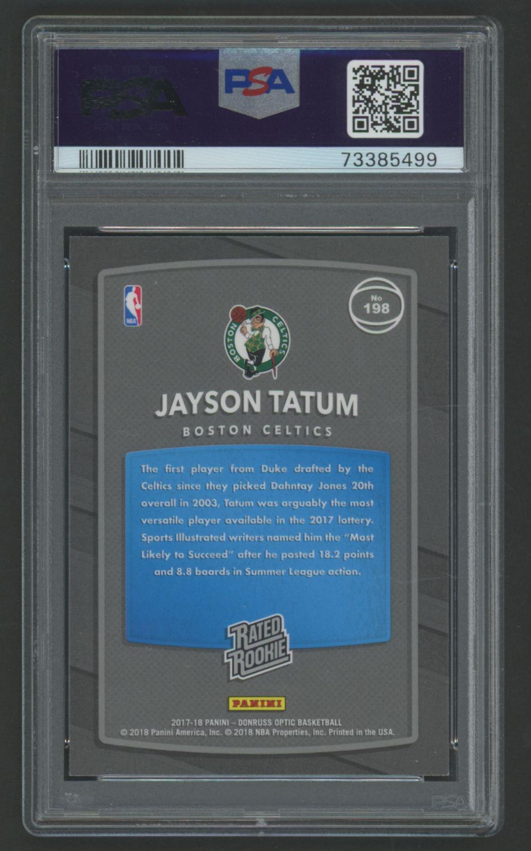 Jayson Tatum 2017 Donruss Optic RR #198 (PSA 9) at PristineAuction.com Jayson Tatum 2017 Donruss Optic RR #198 (PSA 9) at PristineAuction.com