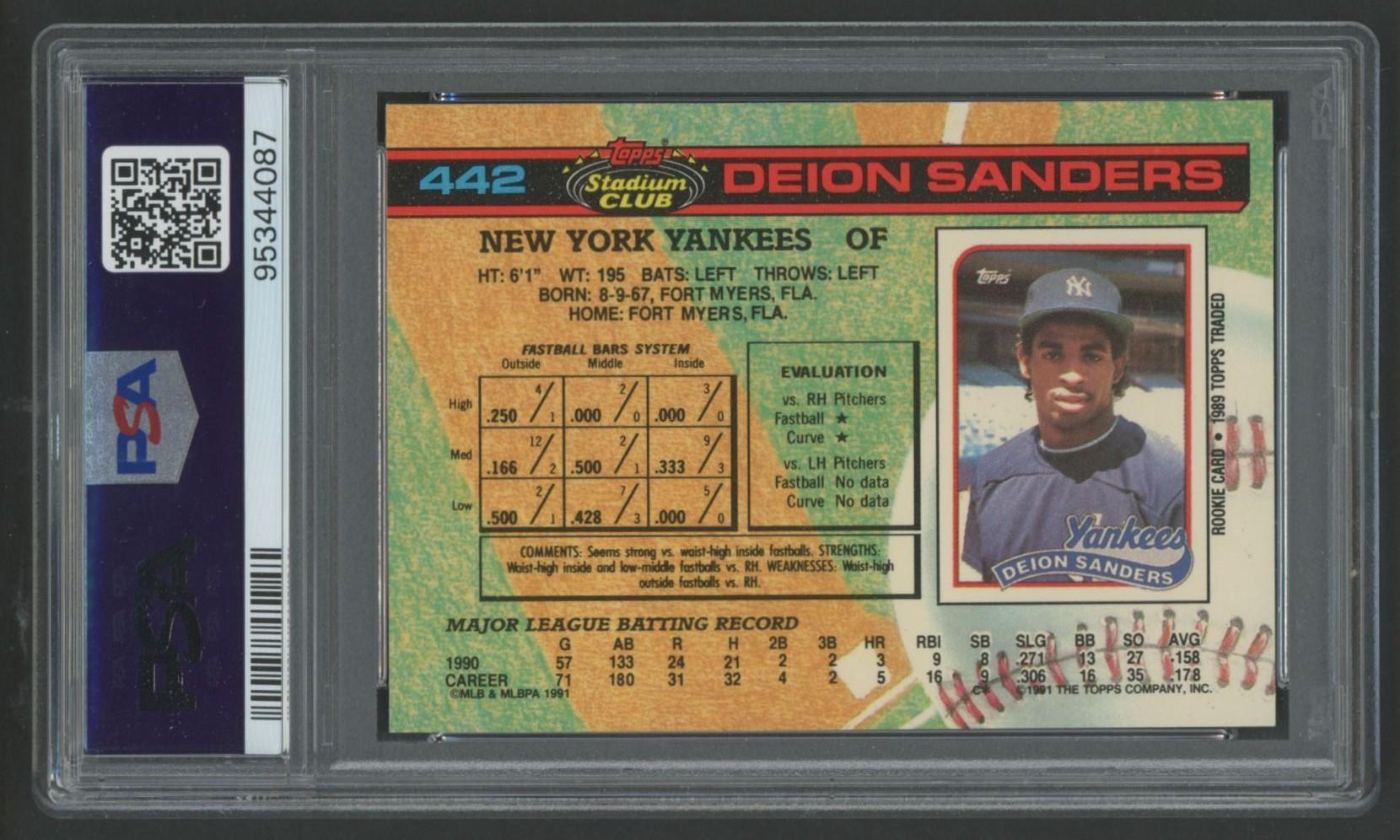 Deion Sanders 1991 Stadium Club #442 (PSA 10) at PristineAuction.com Deion Sanders 1991 Stadium Club #442 (PSA 10) at PristineAuction.com