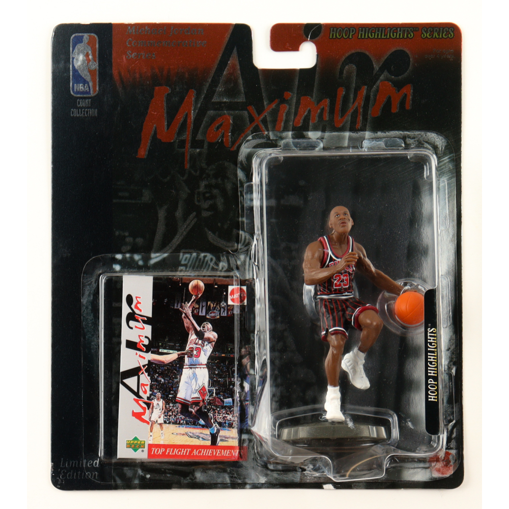 Michael Jordan Bulls LE 1999 Maximum Air Hoop Highlights Rookie of the Year Series Commemorative Action Figure With Upper Deck Card at PristineAuction.com