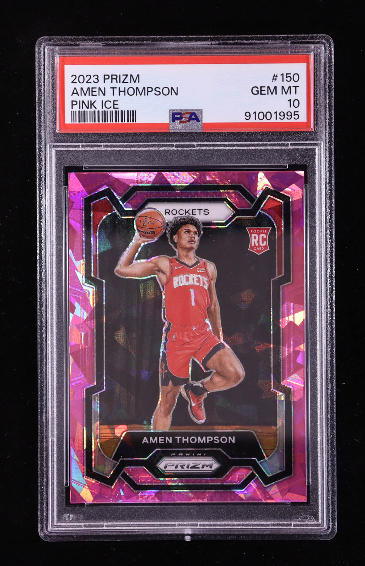 Amen Thompson 2023-24 Panini Prizm Prizms Pink Ice #150 RC (PSA 10) at PristineAuction.com Amen Thompson 2023-24 Panini Prizm Prizms Pink Ice #150 RC (PSA 10) at PristineAuction.com