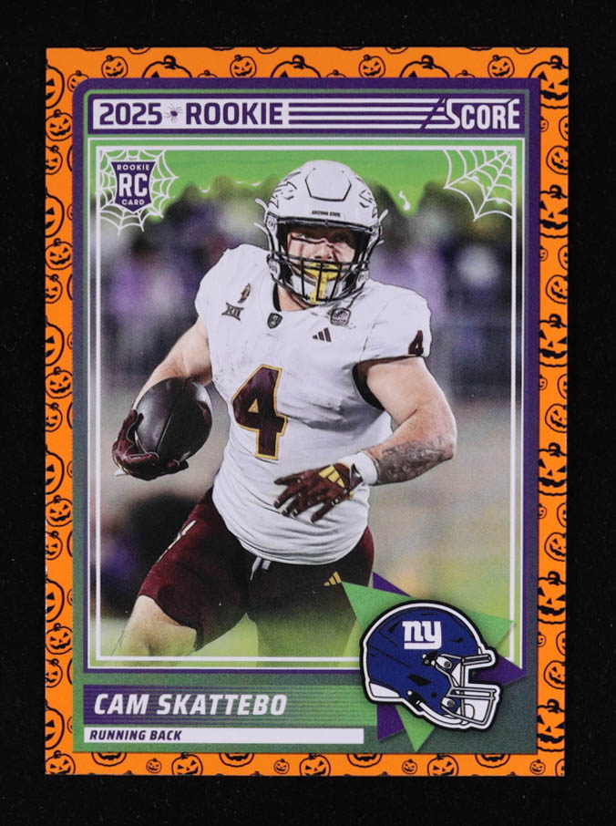 Cam Skattebo 2025 Score Rookies Pumpkin #1 RC at PristineAuction.com Cam Skattebo 2025 Score Rookies Pumpkin #1 RC at PristineAuction.com