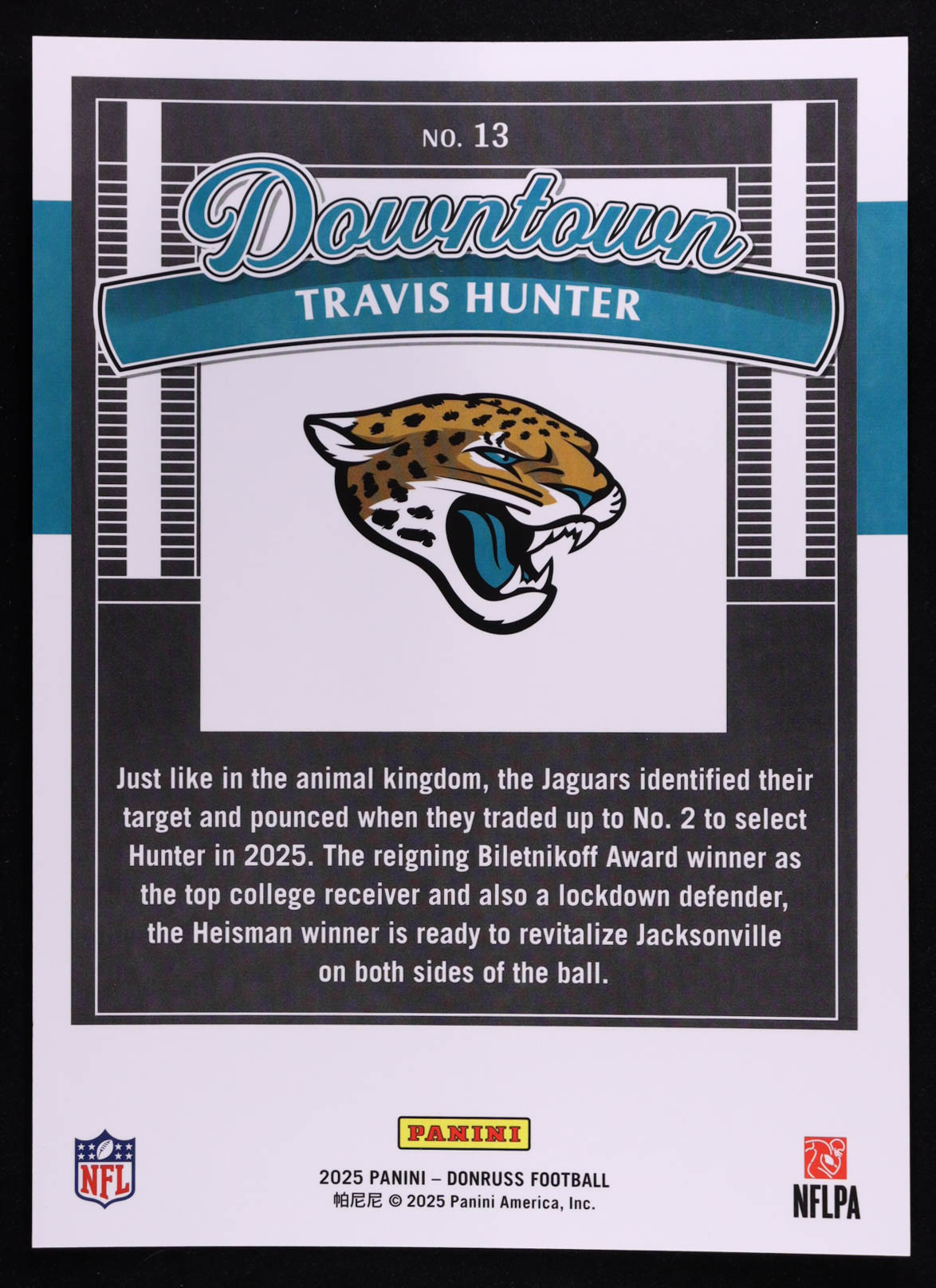 Travis Hunter 2025 Donruss Downtown! Oversize #13 RC at PristineAuction.com Travis Hunter 2025 Donruss Downtown! Oversize #13 RC at PristineAuction.com