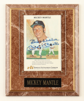 Mickey Mantle Signed Promo Card Custom Plaque Display Inscribed "Best Wishes" (JSA) at PristineAuction.com