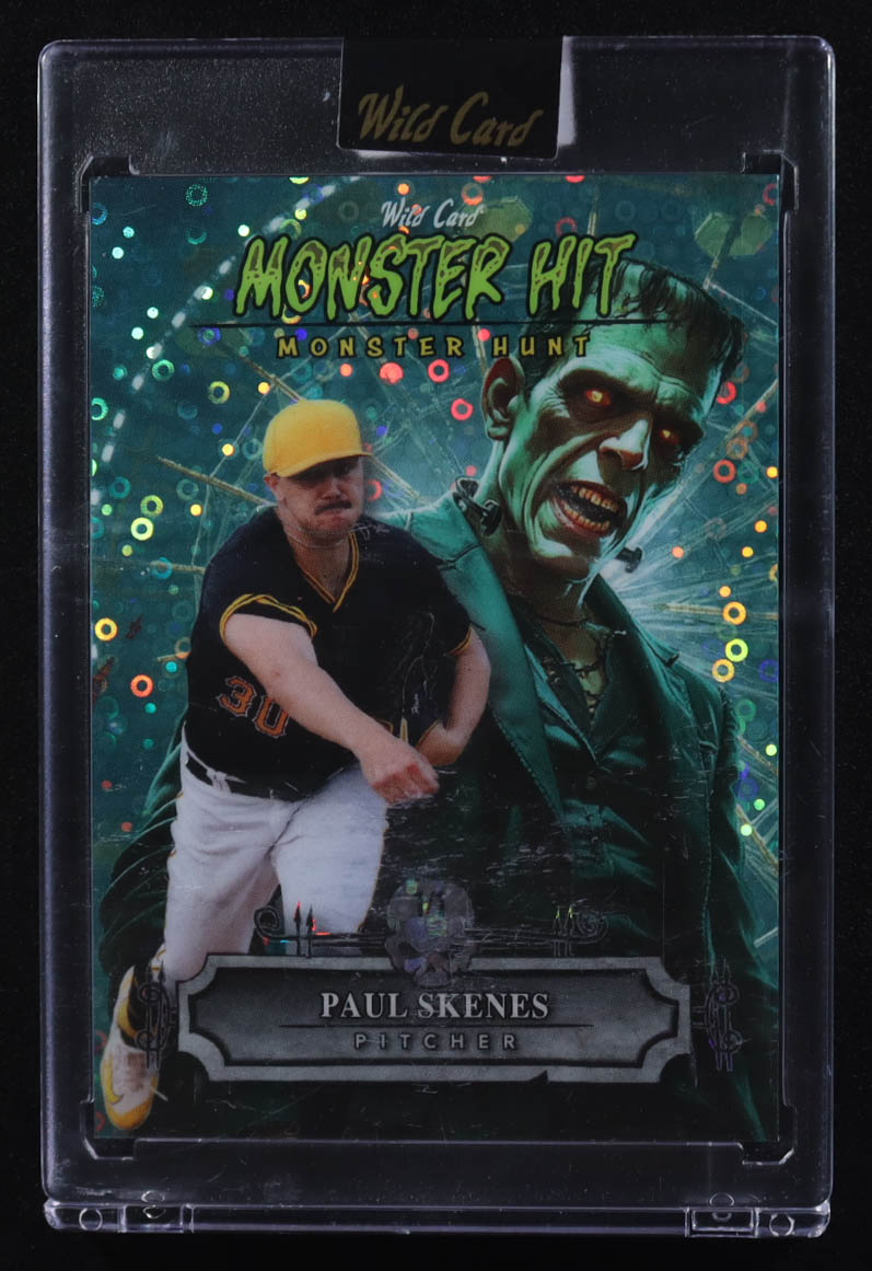 Paul Skenes 2025 Wild Card Monster Hit Monster Hunt Carnival Frankenstein Blue Donut Circles #MHCF-PS #1/1 at PristineAuction.com Paul Skenes 2025 Wild Card Monster Hit Monster Hunt Carnival Frankenstein Blue Donut Circles #MHCF-PS #1/1 at PristineAuction.com