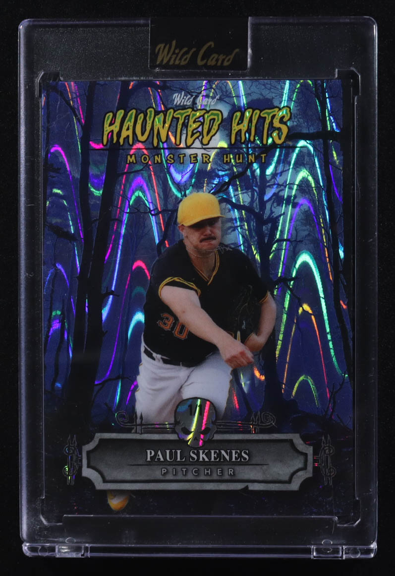 Paul Skenes 2025 Wild Card Haunted Hits Monster Hunt Haunted Woods Blue Ray Wave #HHW-PS #1/1 at PristineAuction.com Paul Skenes 2025 Wild Card Haunted Hits Monster Hunt Haunted Woods Blue Ray Wave #HHW-PS #1/1 at PristineAuction.com