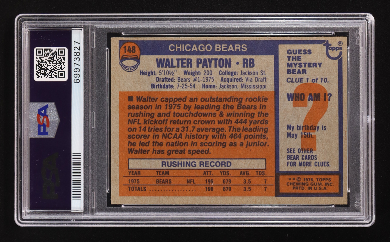 Walter Payton 1976 Topps #148 RC (PSA 6) at PristineAuction.com Walter Payton 1976 Topps #148 RC (PSA 6) at PristineAuction.com