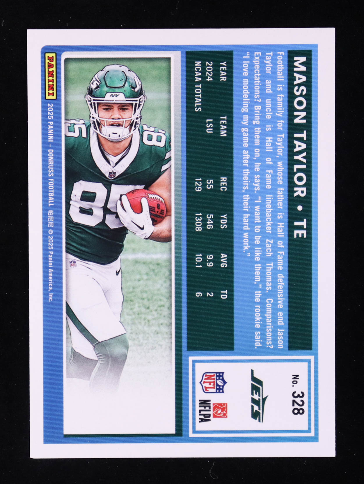 Mason Taylor 2025 Donruss Press Proof Purple #328 RR RC at PristineAuction.com Mason Taylor 2025 Donruss Press Proof Purple #328 RR RC at PristineAuction.com