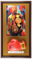 Mike Tyson Signed Custom Framed Everlast Boxing Glove Display with Art Print & Stat Plaque (PSA) at PristineAuction.com