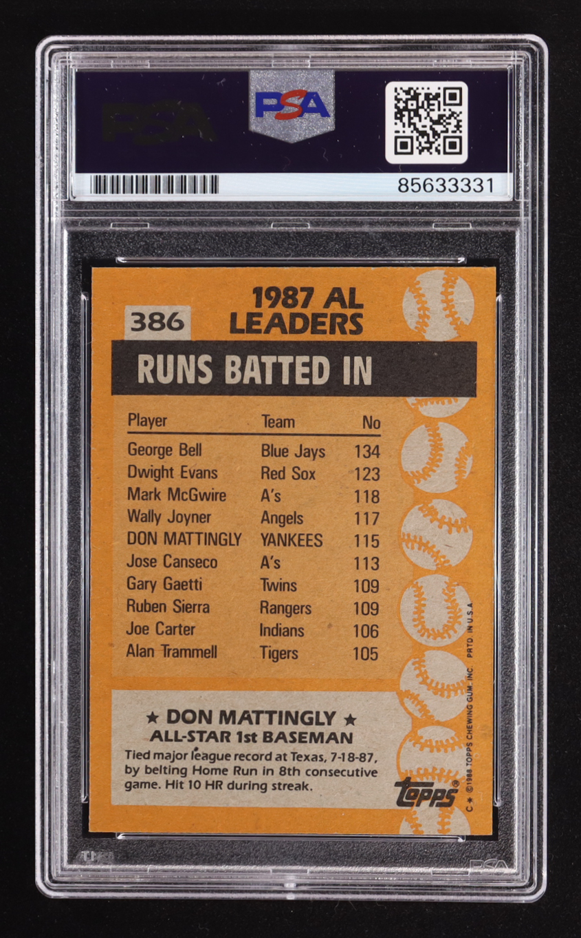 Don Mattingly Signed 1988 Topps All Star American League #386 (PSA) at PristineAuction.com Don Mattingly Signed 1988 Topps All Star American League #386 (PSA) at PristineAuction.com
