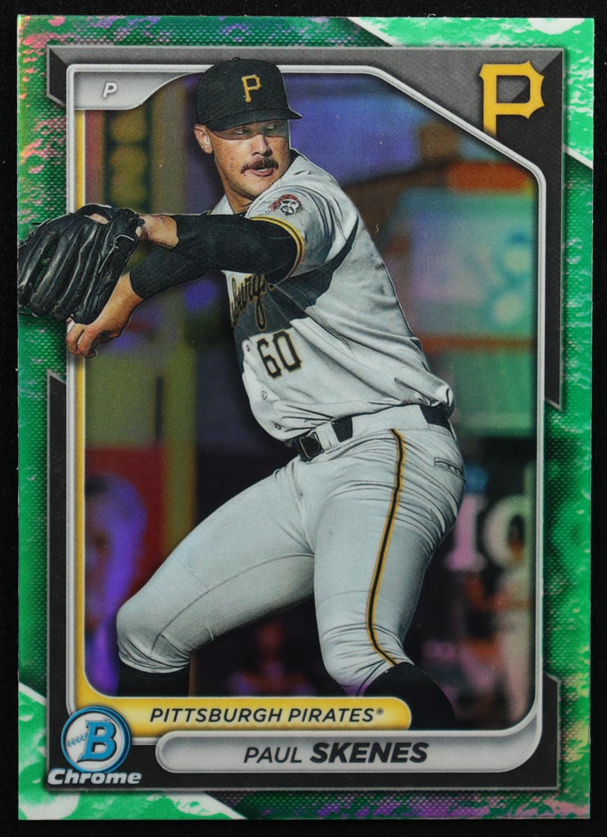 Paul Skenes 2024 Bowman Chrome Prospects Lunar Glow Refractors #BCP125 RC at PristineAuction.com Paul Skenes 2024 Bowman Chrome Prospects Lunar Glow Refractors #BCP125 RC at PristineAuction.com