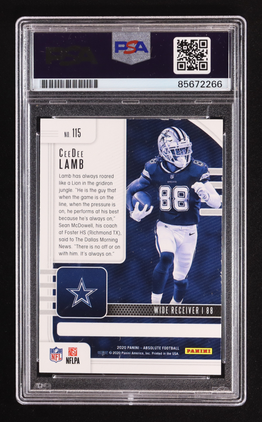 CeeDee Lamb Signed 2020 Panini Absolute #115 RC (PSA) at PristineAuction.com CeeDee Lamb Signed 2020 Panini Absolute #115 RC (PSA) at PristineAuction.com