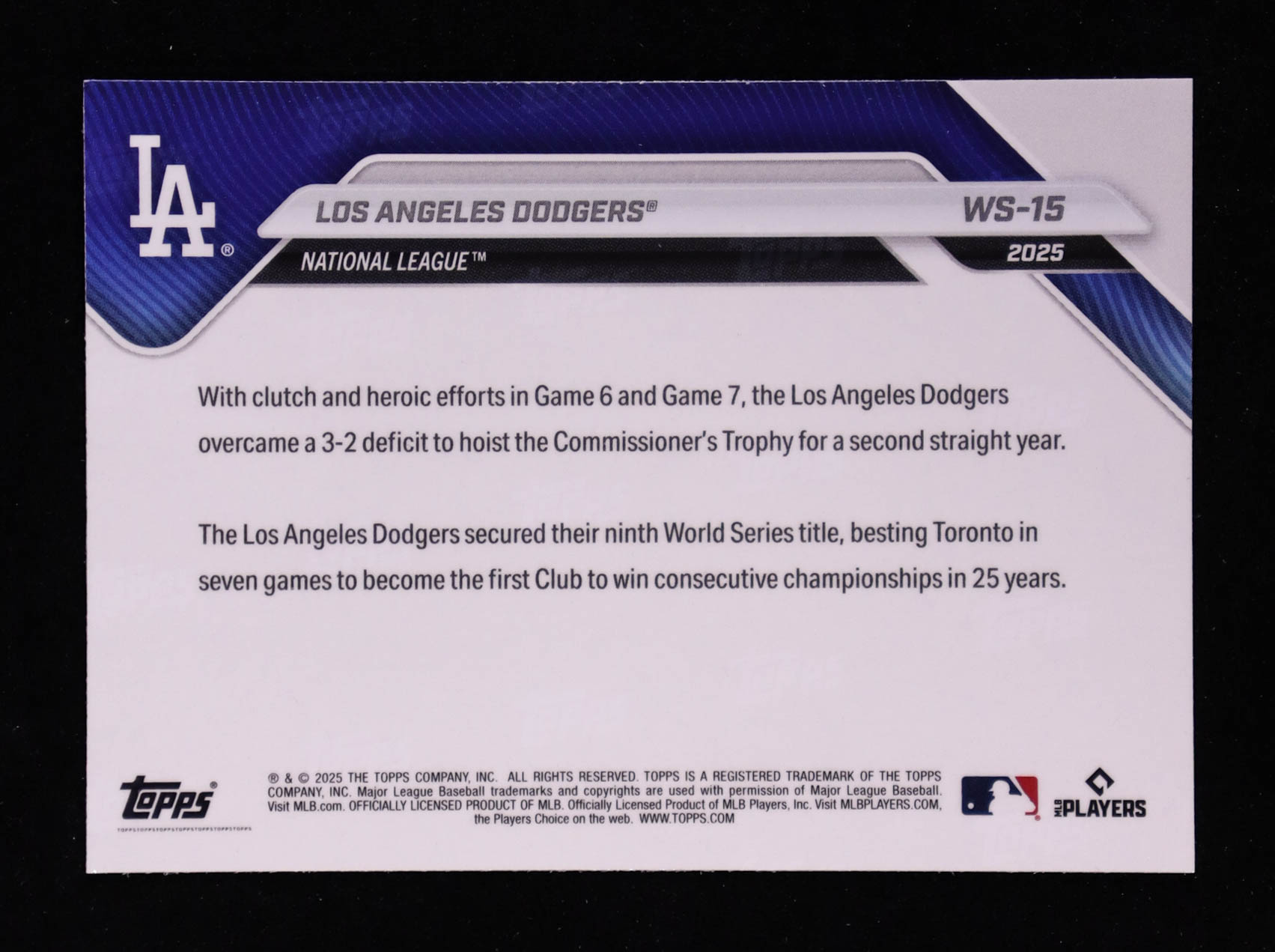 Los Angeles Dodgers 2025 Topps Now World Series Champions Complete Set of (15) Cards at PristineAuction.com Los Angeles Dodgers 2025 Topps Now World Series Champions Complete Set of (15) Cards at PristineAuction.com
