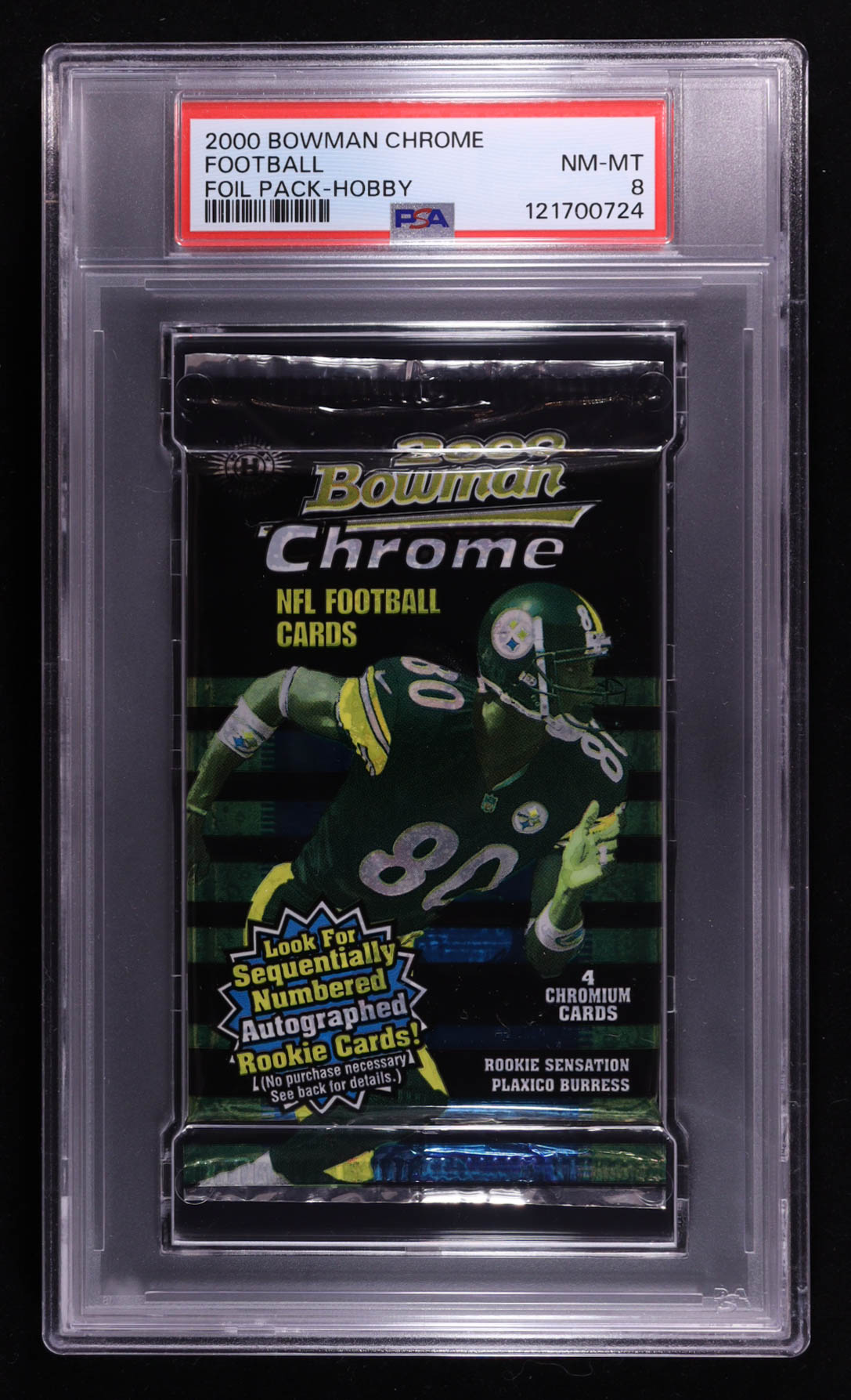 2000 Bowman Chrome Football Hobby Foil Pack with (4) Cards (PSA 8) at PristineAuction.com 2000 Bowman Chrome Football Hobby Foil Pack with (4) Cards (PSA 8) at PristineAuction.com