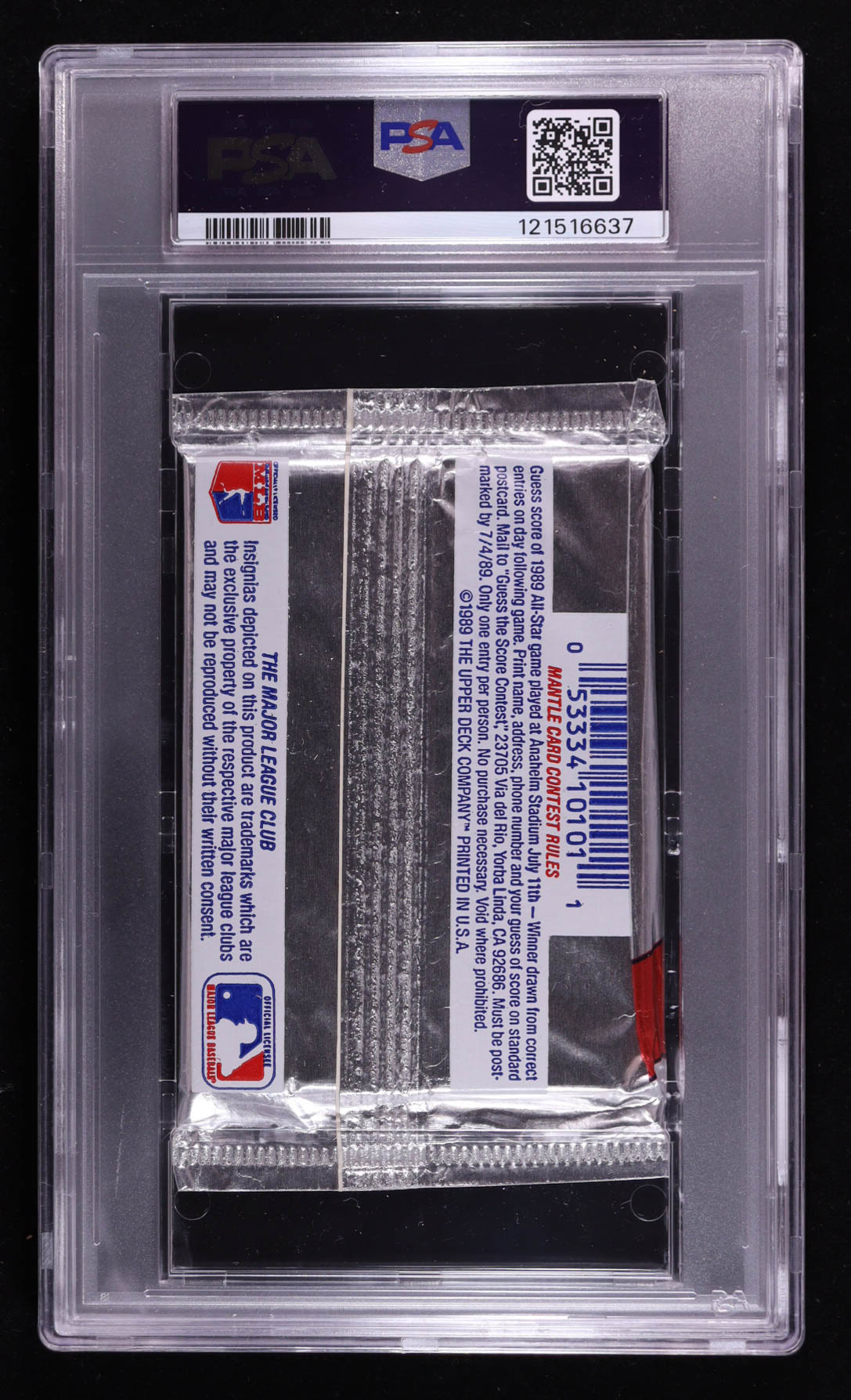 1989 Upper Deck Low Series Baseball Foil Pack with (15) Cards (PSA 8) at PristineAuction.com 1989 Upper Deck Low Series Baseball Foil Pack with (15) Cards (PSA 8) at PristineAuction.com