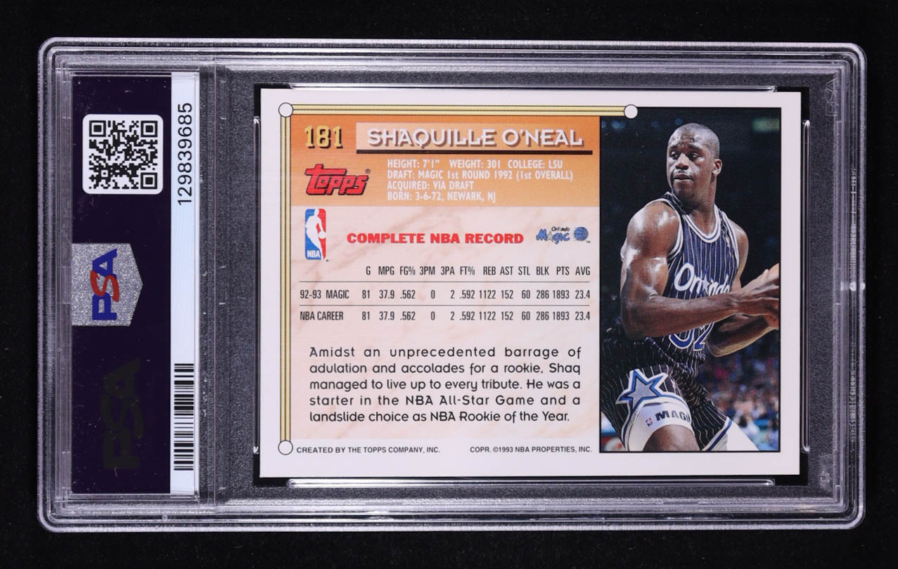 Shaquille O'Neal 1993-94 Topps #181 (PSA 9) at PristineAuction.com Shaquille O'Neal 1993-94 Topps #181 (PSA 9) at PristineAuction.com