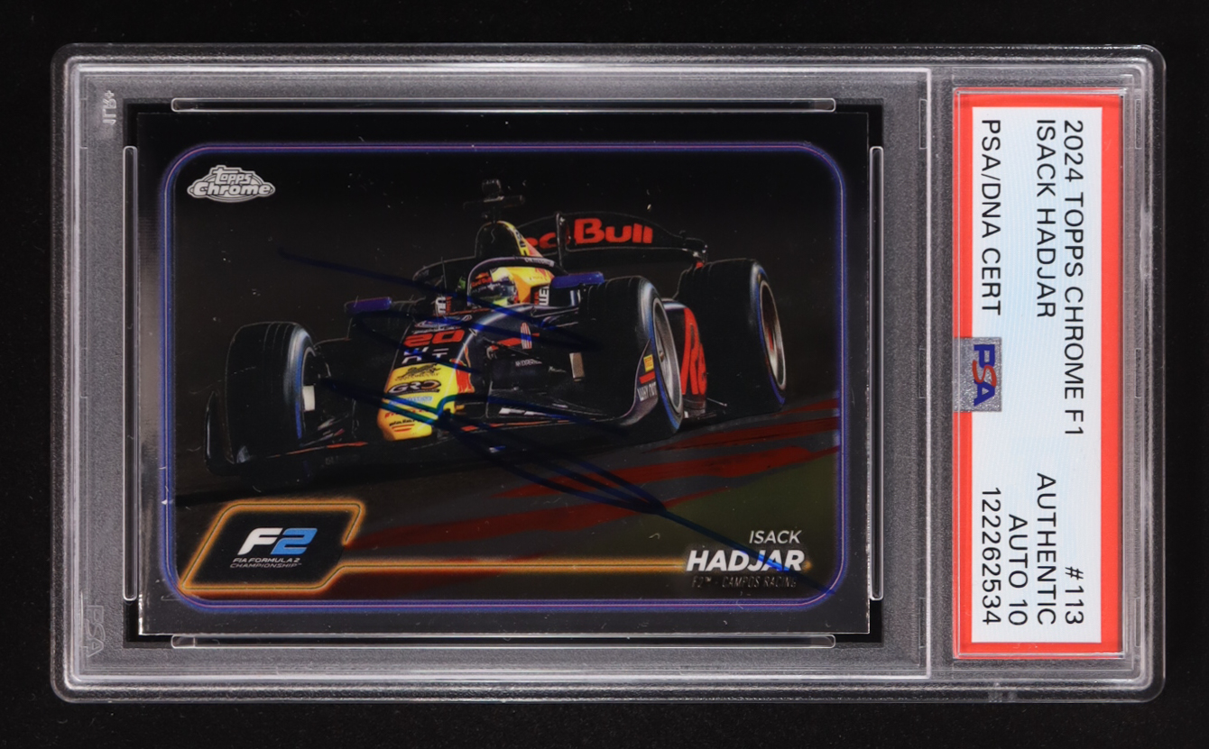 Isack Hadjar Signed 2024 Topps Chrome F1 #113 RC (PSA | Autograph Graded PSA 10) at PristineAuction.com Isack Hadjar Signed 2024 Topps Chrome F1 #113 RC (PSA | Autograph Graded PSA 10) at PristineAuction.com