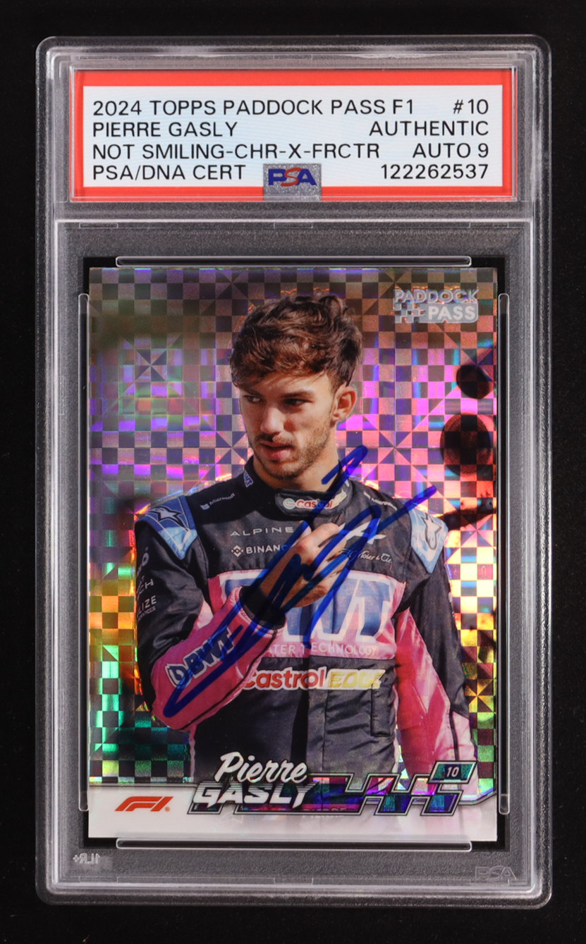 Pierre Gasly Signed 2024 Topps Paddock Pass F1 Not Smiling X-Fractor #10 (PSA | Autograph Graded PSA 9) at PristineAuction.com Pierre Gasly Signed 2024 Topps Paddock Pass F1 Not Smiling X-Fractor #10 (PSA | Autograph Graded PSA 9) at PristineAuction.com