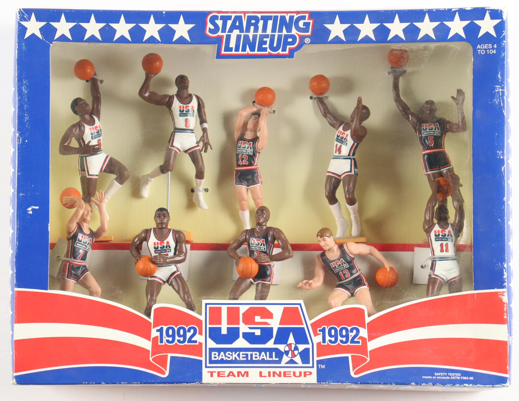 1992 Starting Lineup Team "Dream Team" USA Basketball Players Action Figure Set with Michael Jordan, Magic Johnson & Larry Bird at PristineAuction.com 1992 Starting Lineup Team "Dream Team" USA Basketball Players Action Figure Set with Michael Jordan, Magic Johnson & Larry Bird at PristineAuction.com