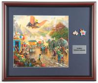 Thomas Kinkade "Dumbo The Flying Elephant" Custom Framed Print Display with Set of (2) Dumbo Pins at PristineAuction.com