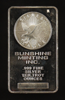 10 Troy Oz Sunshine Minting .999 Fine Silver Bullion Bar at PristineAuction.com