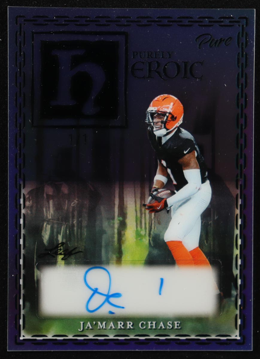 Ja'Marr Chase 2025 Leaf Pure Purely Heroic Autographs Clear Black #PHAJMC #1/1 at PristineAuction.com Ja'Marr Chase 2025 Leaf Pure Purely Heroic Autographs Clear Black #PHAJMC #1/1 at PristineAuction.com
