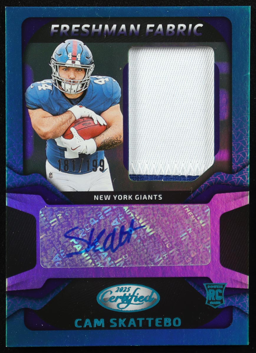 Cam Skattebo 2025 Certified Freshman Fabric Mirror Signatures Teal #8 RC #181/199 at PristineAuction.com Cam Skattebo 2025 Certified Freshman Fabric Mirror Signatures Teal #8 RC #181/199 at PristineAuction.com