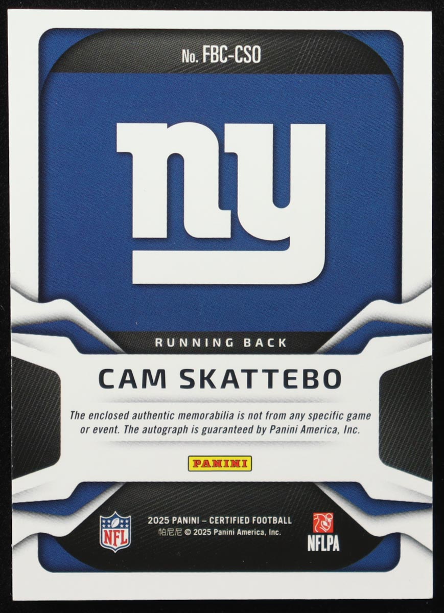 Cam Skattebo 2025 Certified Freshman Fabric Mirror Signatures Teal #8 RC #181/199 at PristineAuction.com Cam Skattebo 2025 Certified Freshman Fabric Mirror Signatures Teal #8 RC #181/199 at PristineAuction.com